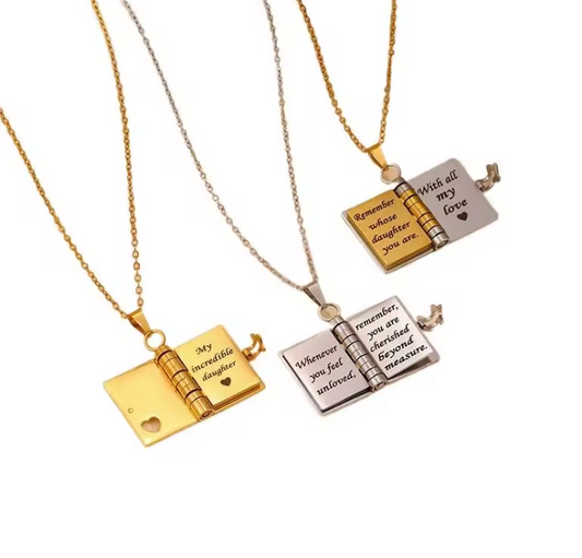 My Little Star Openable Book Necklace – Stainless Steel Mini Book Pendant for Women